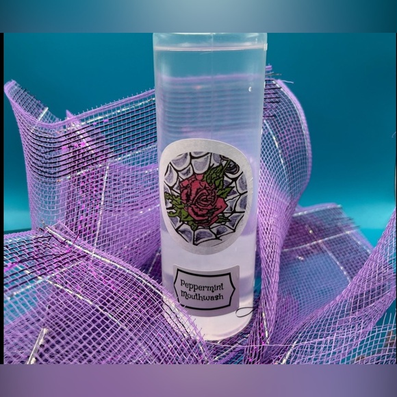 Hand Crafted Other - Hand Crafted Peppermint Mouthwash with Purple and Pink Accents
